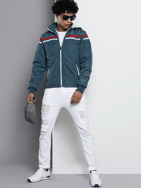The Indian Garage Co Hooded Slim Fit Bomber Jacket with Zippered Insert Pockets