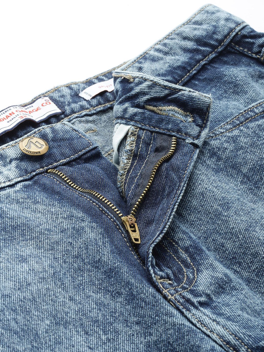 The Indian Garage Co Men Dad Fit Heavy Fade Pure Cotton Jeans
