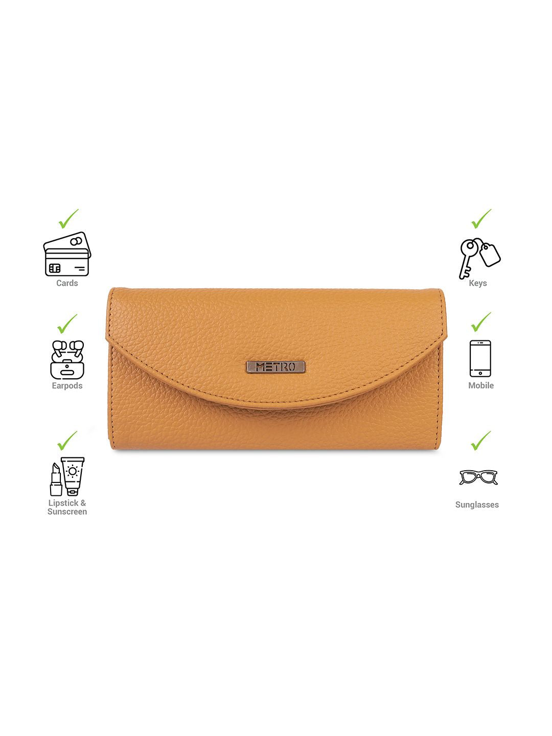 Metro Women Textured Two Fold Wallet