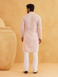 SOJANYA Ethnic Motifs Embroidered Pure Cotton Kurta With Churidar