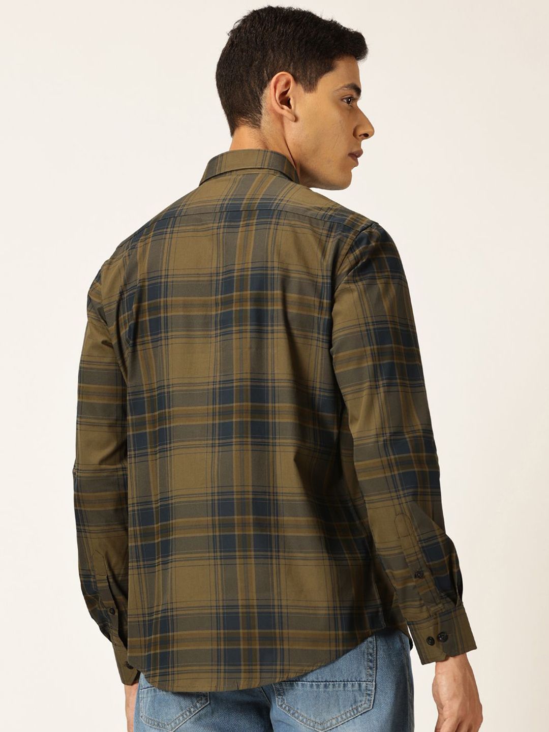 Thomas Scott Men Premium Tartan Checked Button-Down Collar Cotton Casual Shirt