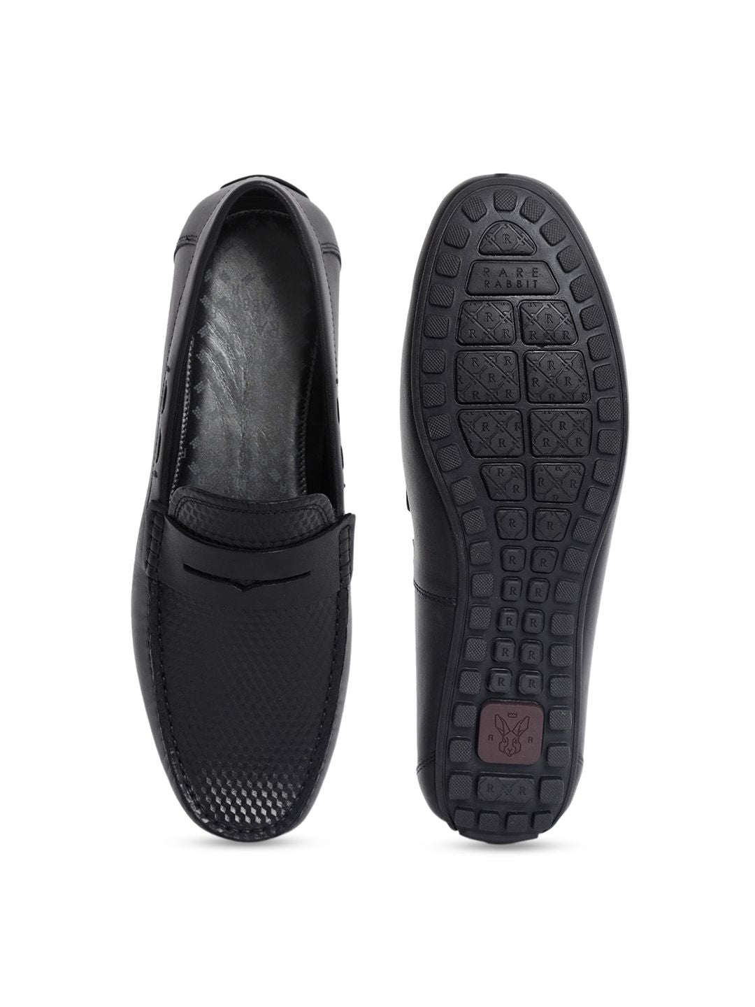 RARE RABBIT Men Honey Textured Leather Formal Loafers