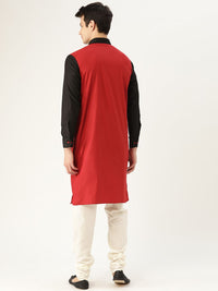 SOJANYA Lelaki Merah Solid Kurta Lurus