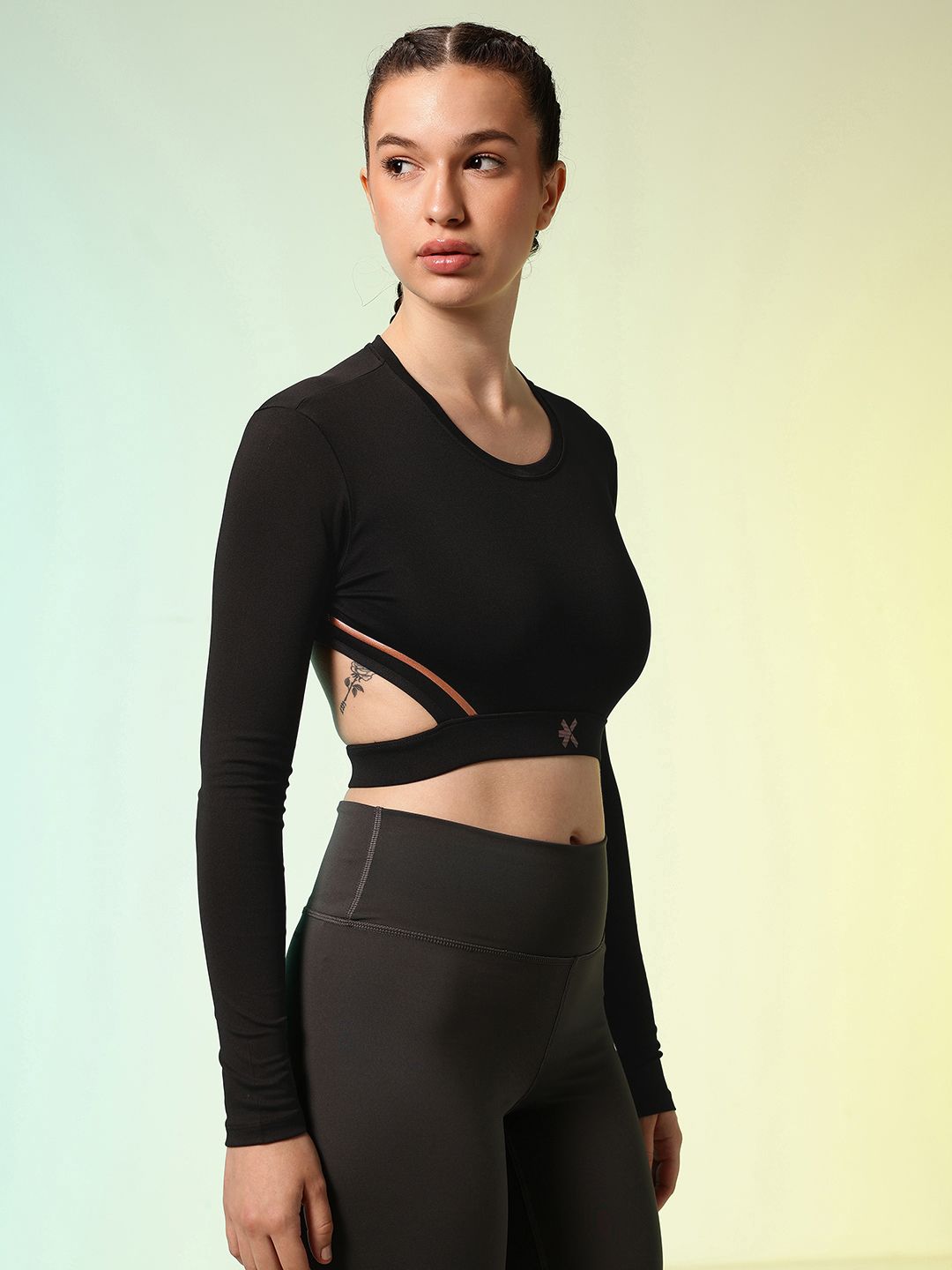 HRX by Hrithik Roshan ACTIVE-GODDESS Cut Outs Slim Fit Rapid Dry Training Crop T-shirt