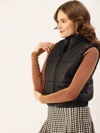 DressBerry Women Black Solid Padded Jacket