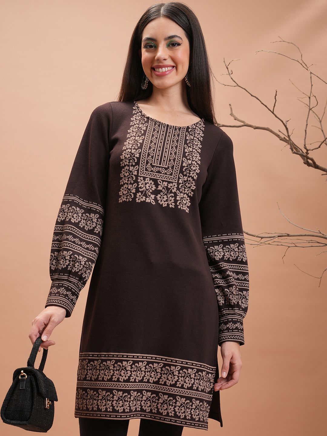 Vishudh Winter Floral Printed Kurta