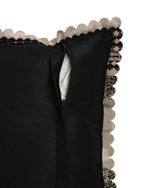 HOSTA HOMES Black & Grey Set of 2 Geometric Velvet Square Cushion Covers