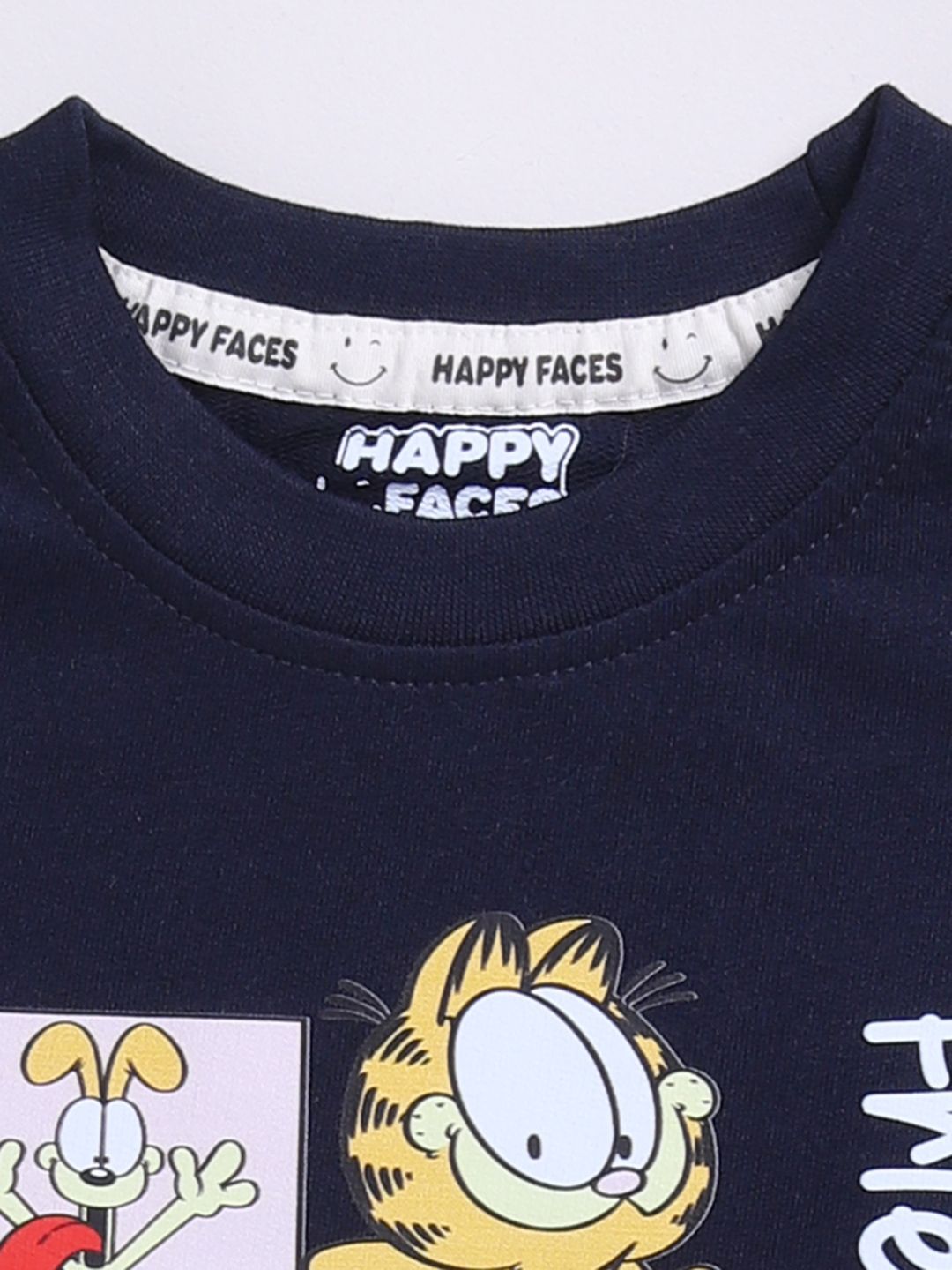 Happy Faces Boys Garfield Printed Pure Cotton T-shirt with Trousers