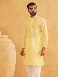 SOJANYA Men Ethnic Motifs Embroidered Chikankari Pure Cotton Kurta