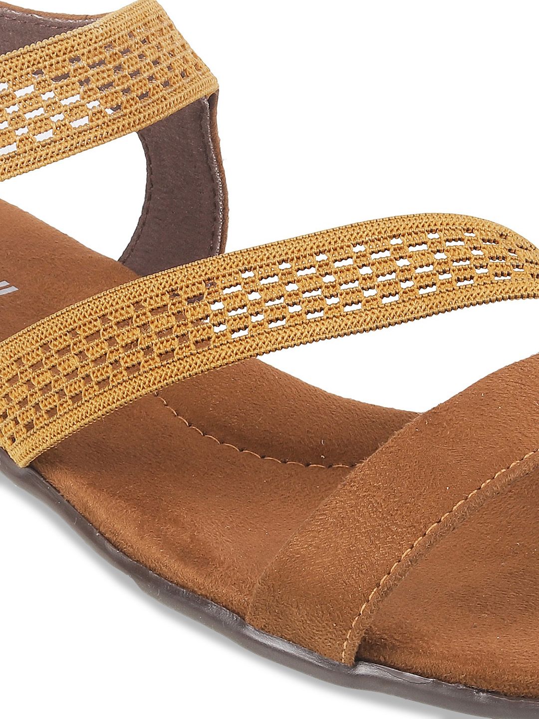 Mochi Women Tan Solid Open Toe Flats
