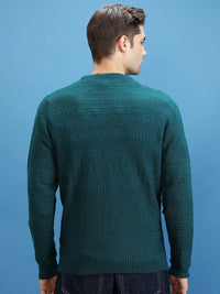 HIGHLANDER Self Design Open Knit Acrylic Pullover Sweater