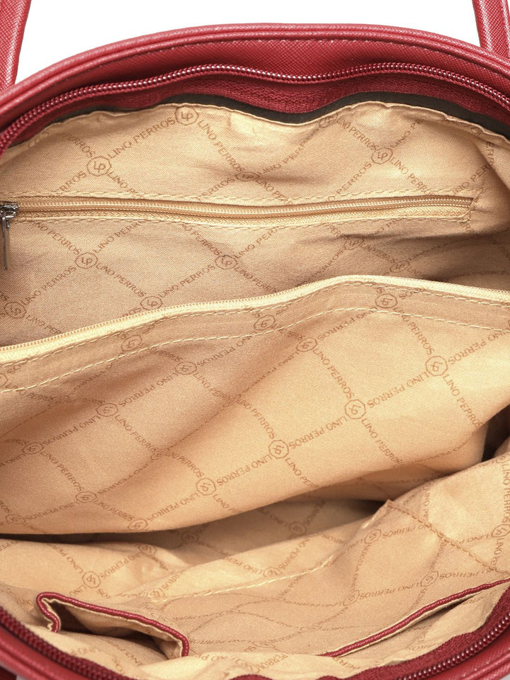Lino Perros Red Solid Laptop Bag
