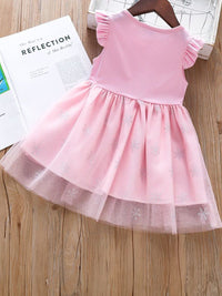 YK Girls Summer Princess Printed Flutter Sleeves Cotton Bow Detail Dress
