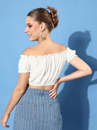 Athena White Solid Twist & Knot Top