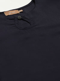 Shae by SASSAFRAS Women Navy Blue Solid Kurta with Trousers