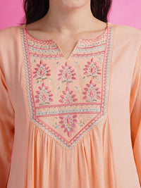 KALINI Floral Embroidered Thread Work A-Line Kurti