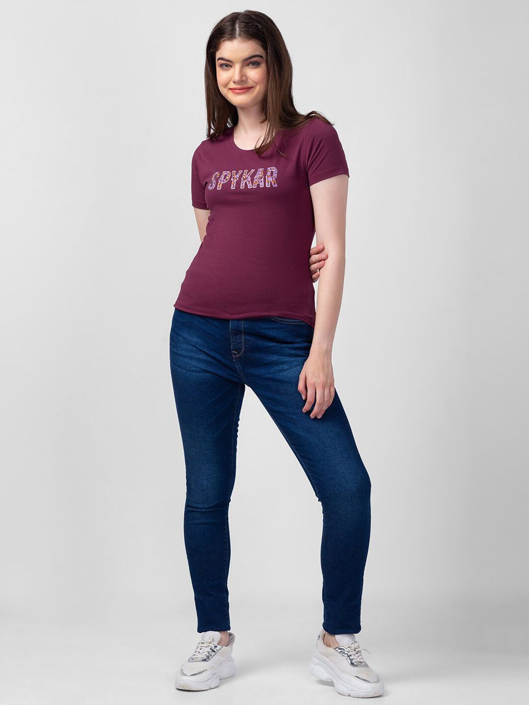SPYKAR Women Cotton Slim Fit T-shirt