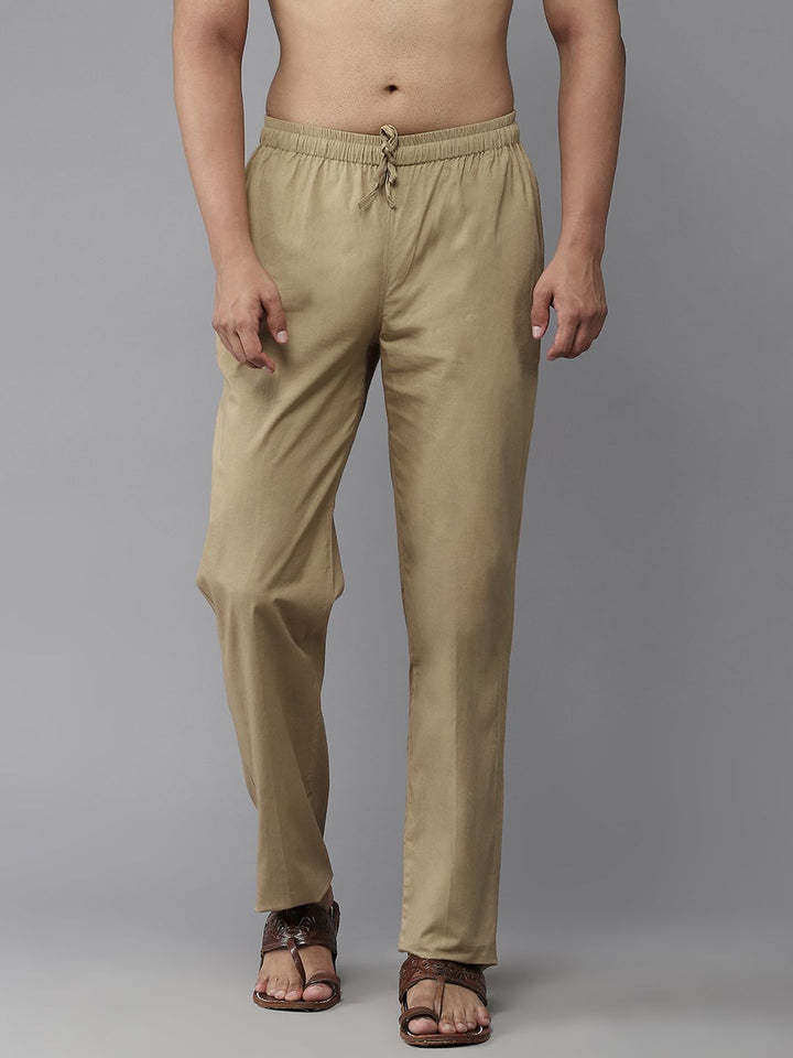 See Designs Men Khaki Solid Cotton Pyjamas