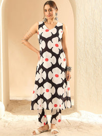Indo Era Women Floral Printed Regular Pure Cotton Kurta with Trousers