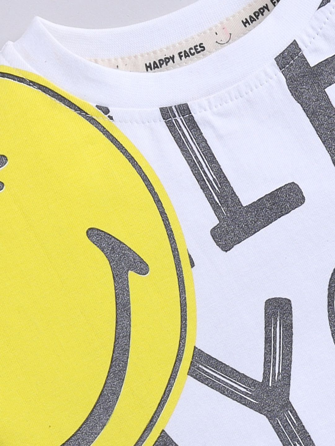 Happy Faces Boys Typography Printed Drop-Shoulder Sleeves Pure Cotton T-shirt