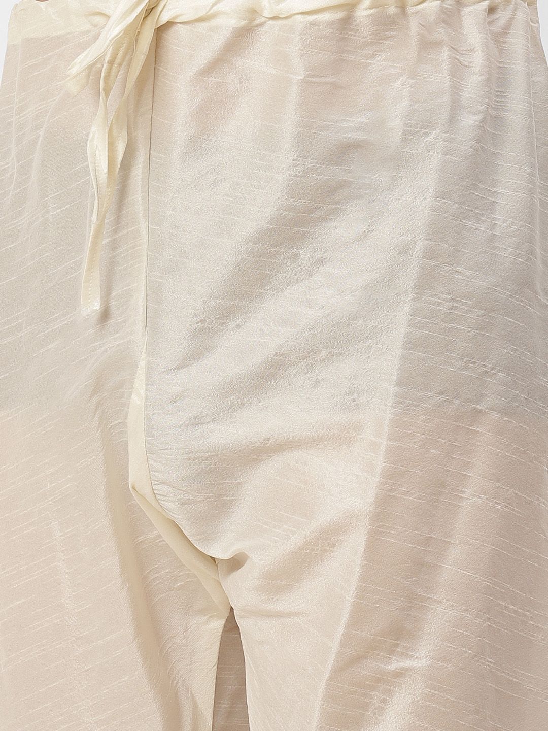 SOJANYA Men Off White Kurta with Churidar & Jacket
