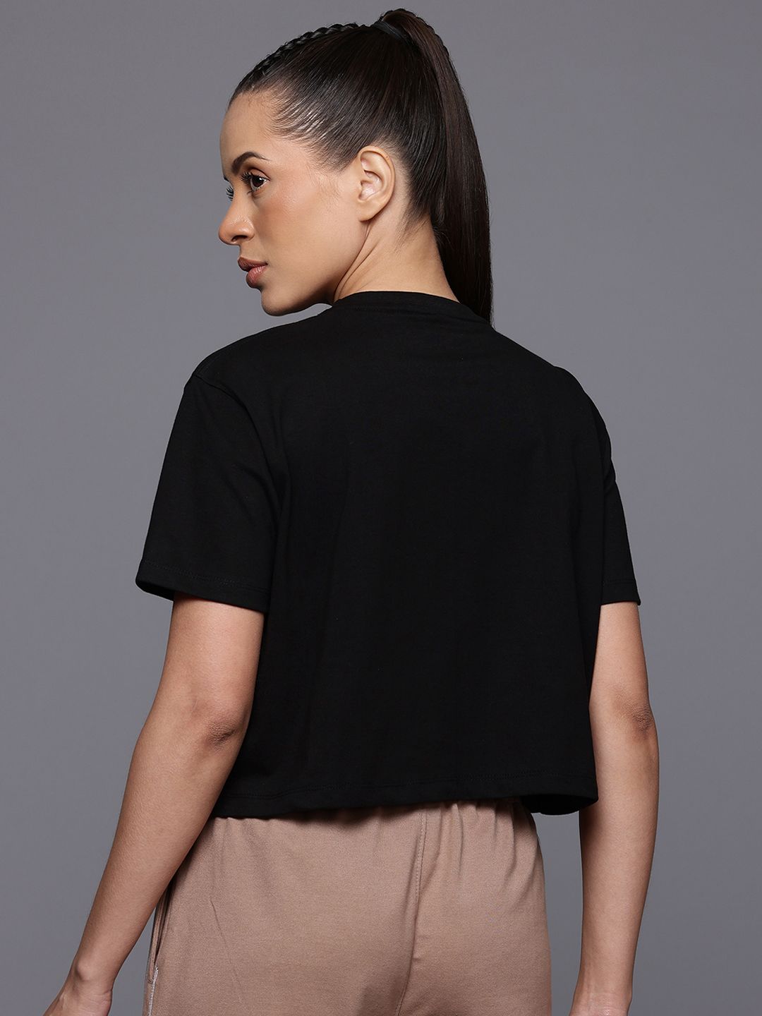 HRX by Hrithik Roshan Typography Print Crop T-shirt