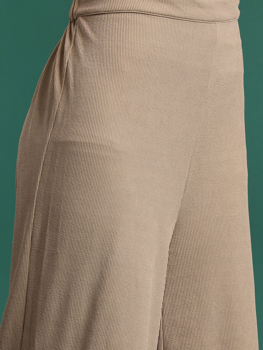 DressBerry Ribbed One-Shoulder Top with Trousers Co-ords