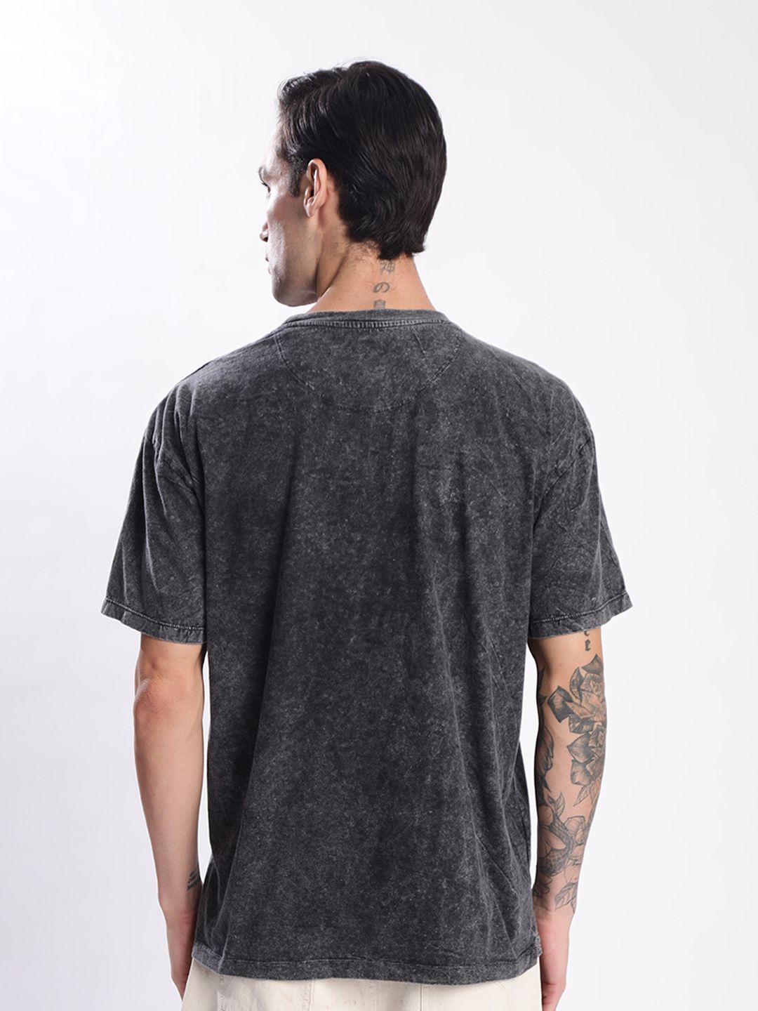 Bene Kleed Men Graphic Printed Acid Wash Cotton Oversized T-shirt