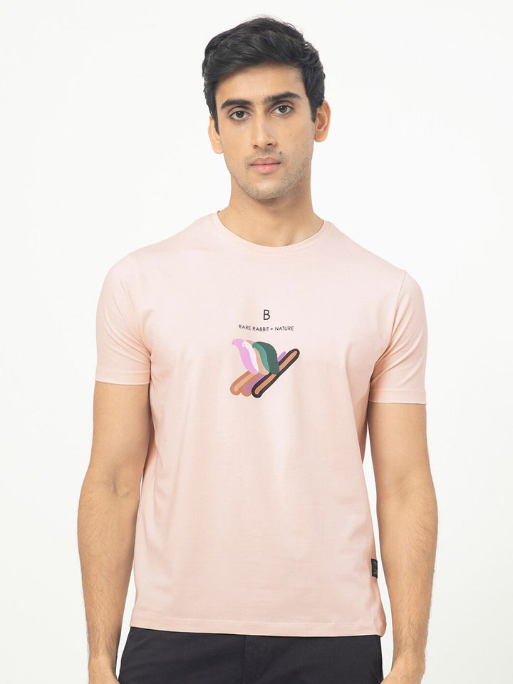 RARE RABBIT Men Erdon Round Neck Slim Fit Cotton T-Shirt
