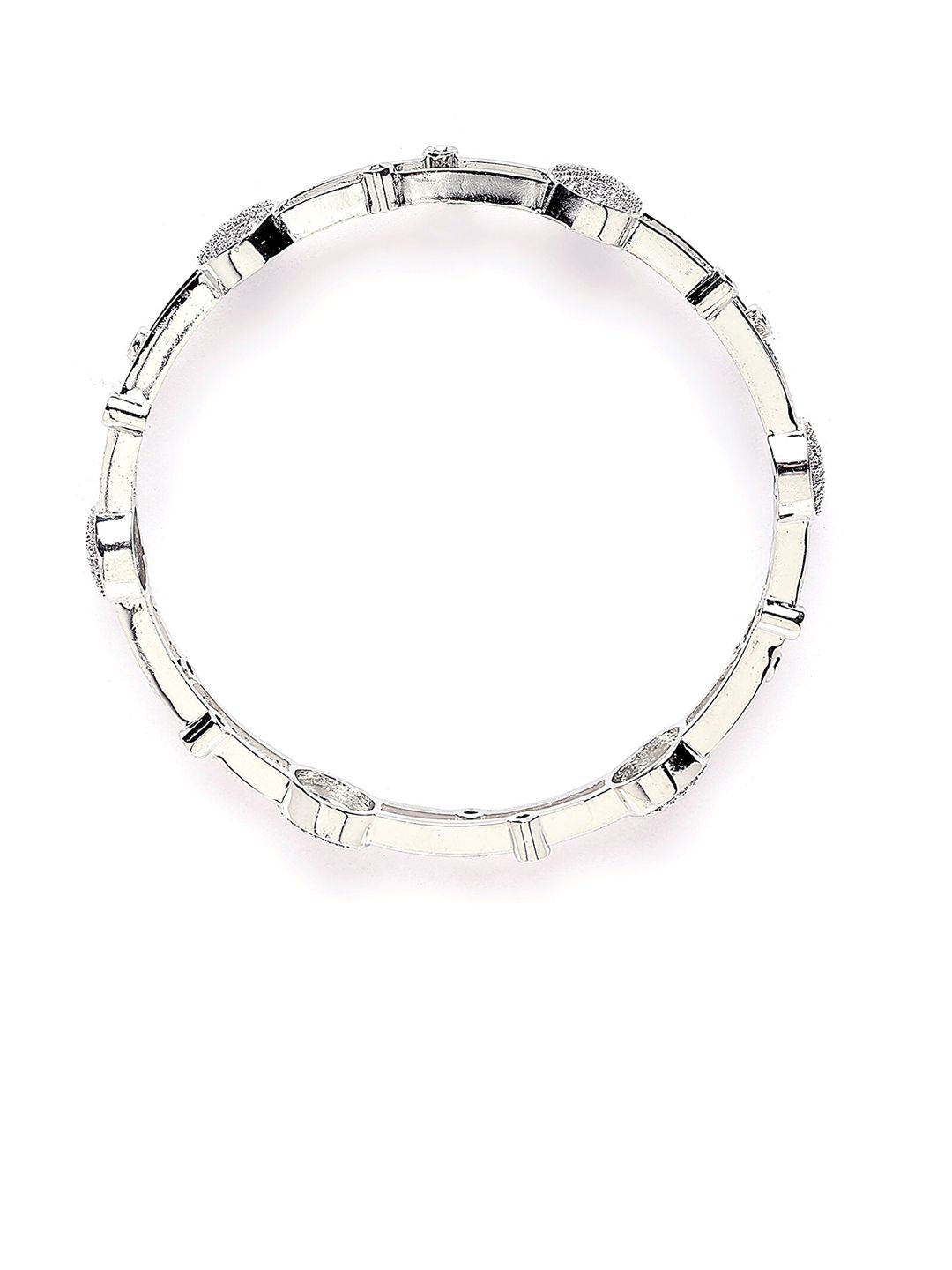KARATCART Set Of 2 Silver Plated Cubic Zirconia Studded Bangles