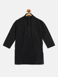SOJANYA Boys Black Solid Band Collar Kurta
