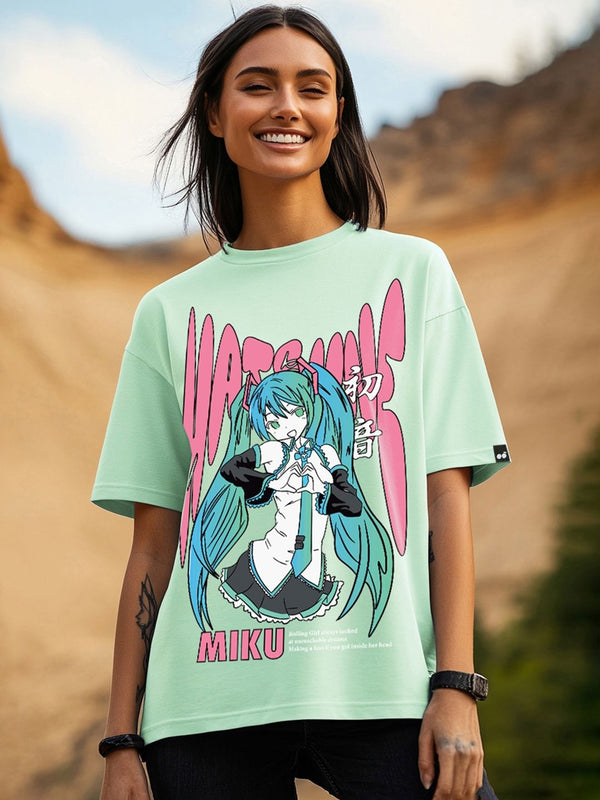 Bewakoof Women Graphic Printed Round Neck Cotton Oversized T-shirt