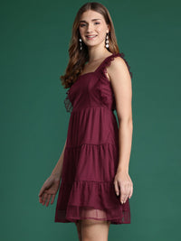 DressBerry Gathered & Pleated Detail Tiered A-Line Dress
