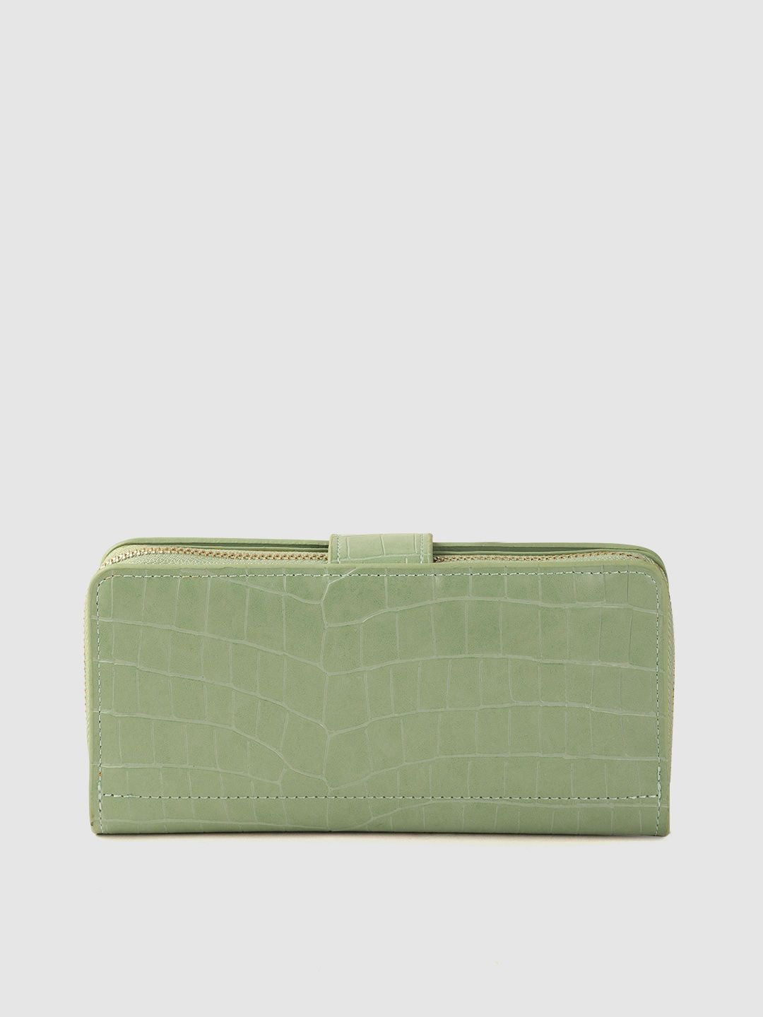 Lino Perros Women Green Textured PU Zip Around Wallet