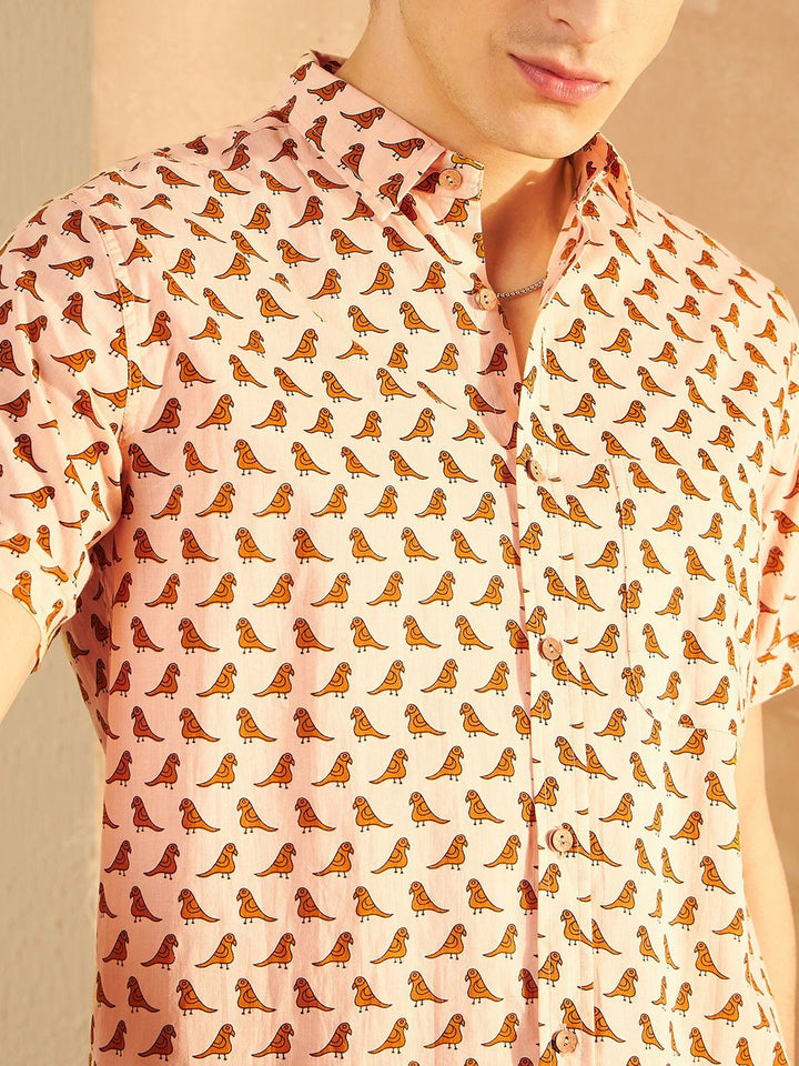 DENNISON Smart Ethnic Motifs Printed Spread Collar Cotton Oversized Lightweight Shirt
