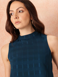 all about you Vertically Self-Striped High-Neck A-Line Top