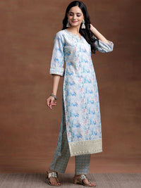 Libas Abstract Embroidered Regular Thread Work Kurta with Trousers & With Dupatta