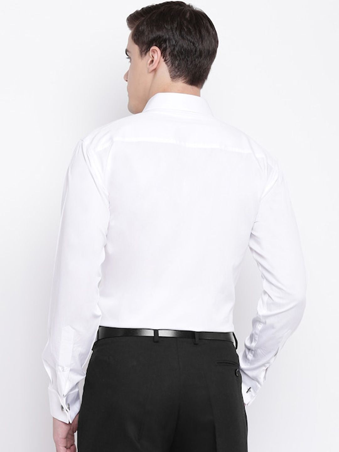 Hancock Men Relaxed Spread Collar Long Sleeves French Cuff Pure Cotton Formal Shirt