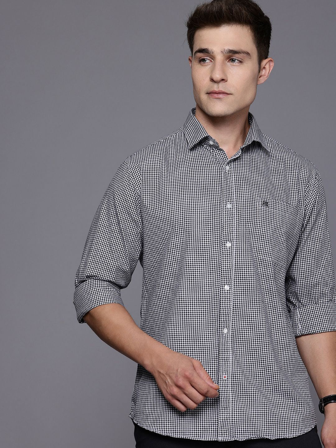 Raymond Pure Cotton Slim Fit Checked Casual Shirt