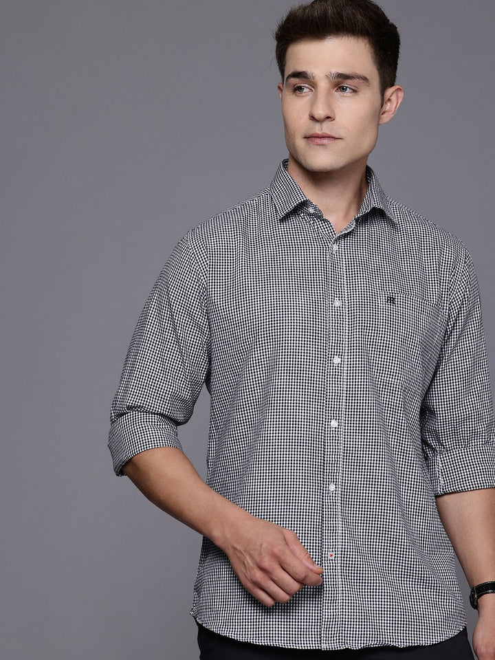 Raymond Pure Cotton Slim Fit Checked Casual Shirt