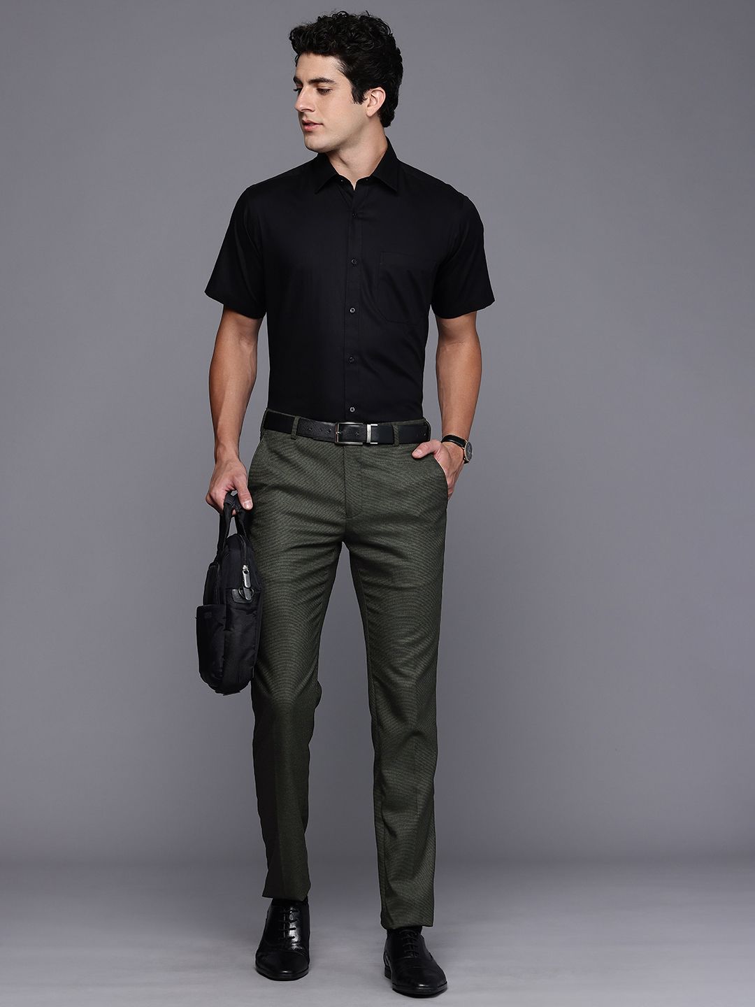 Raymond Men Textured Slim Fit Formal Trousers