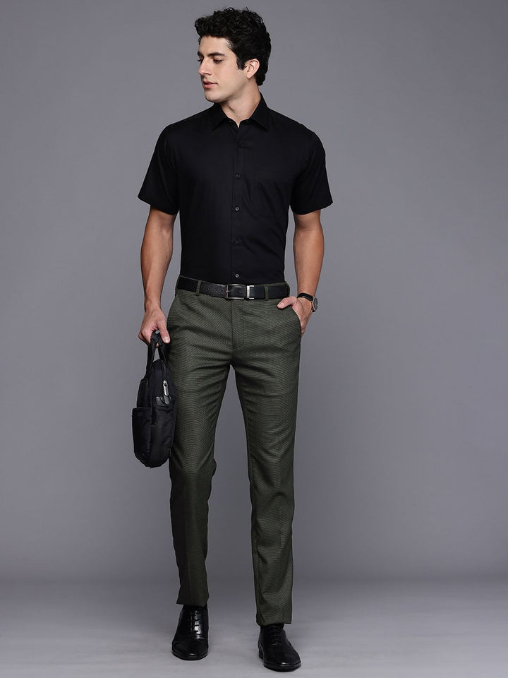 Raymond Men Textured Slim Fit Formal Trousers