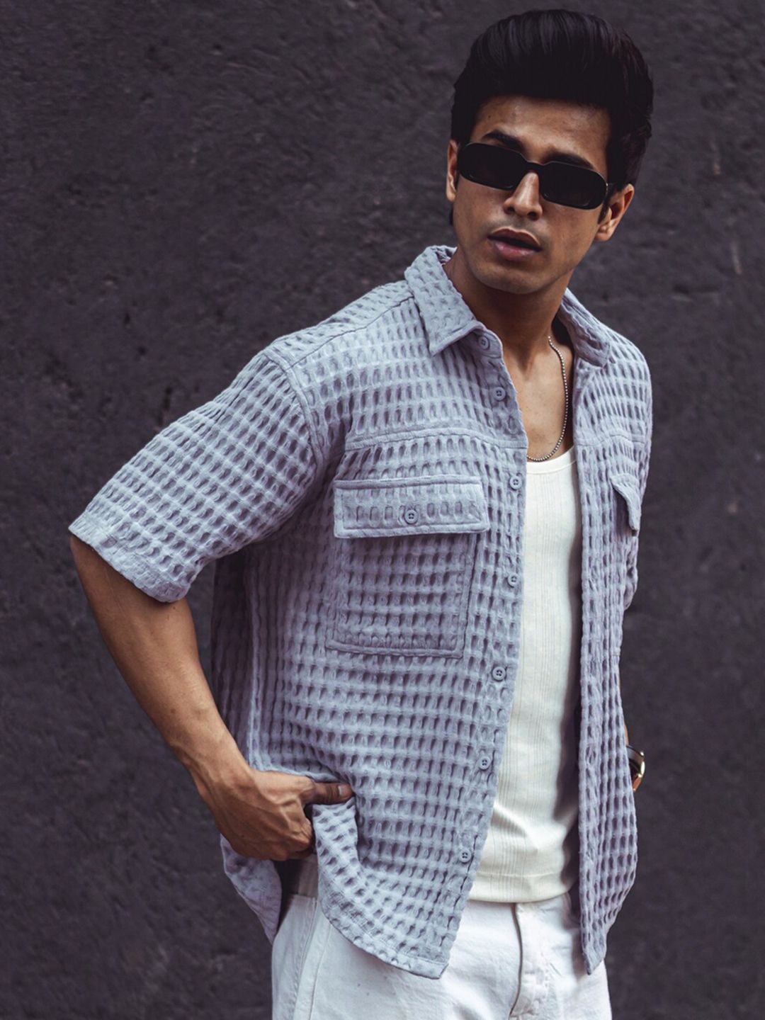 Powerlook India Slim Oversized Checked Pure Cotton Casual Shirt