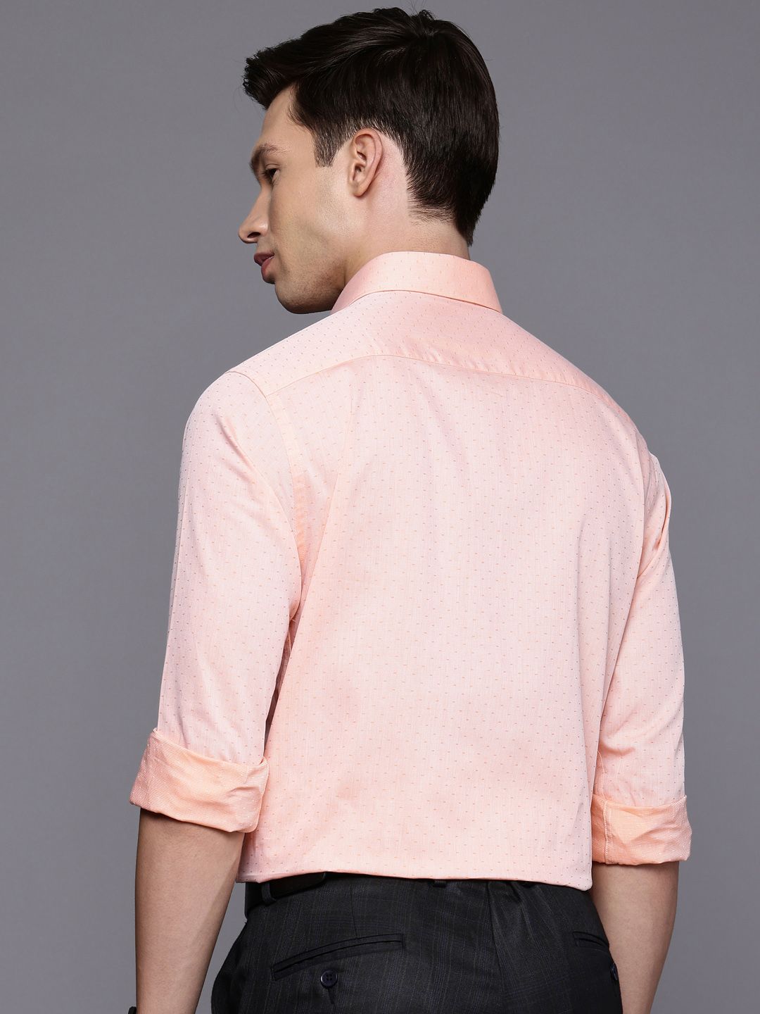 Raymond Slim Fit Self Design Textured Pure Cotton Formal Shirt