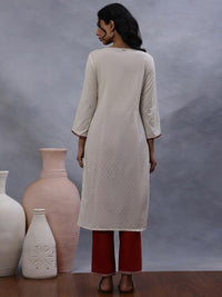 W Women Embroidered Mirror Work Kurta