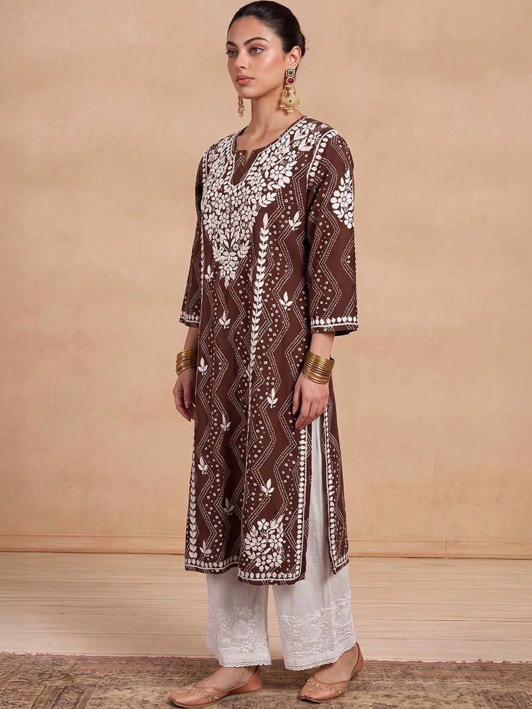 Rumah Wanita Chikankari Sulam Kurta Chikankari