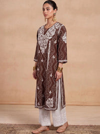 Rumah Wanita Chikankari Sulam Kurta Chikankari
