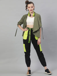 STREET 9 Women Black & Yellow Regular Fit Printed Joggers