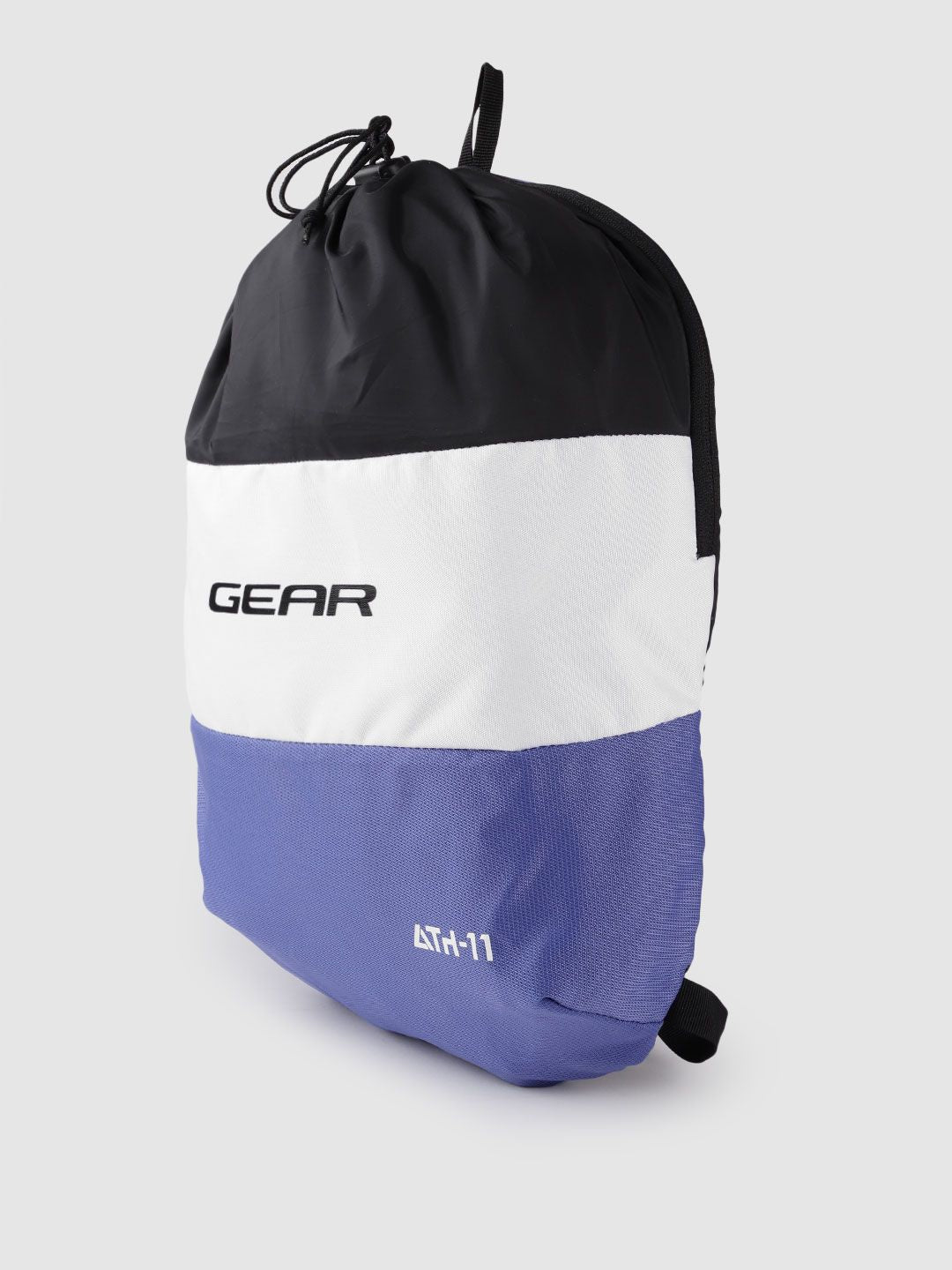 Gear Unisex Black & White Colourblocked Brand Logo Print Backpack