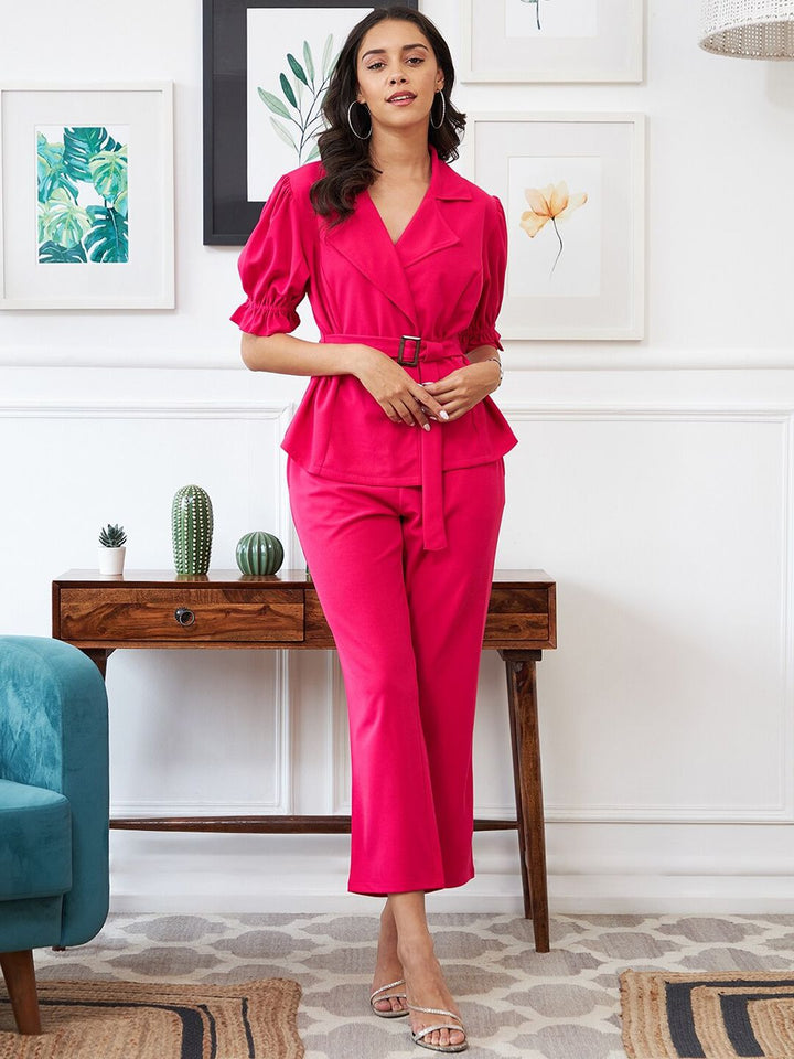 Athena Women Fuchsia Solid Co-Ord Set